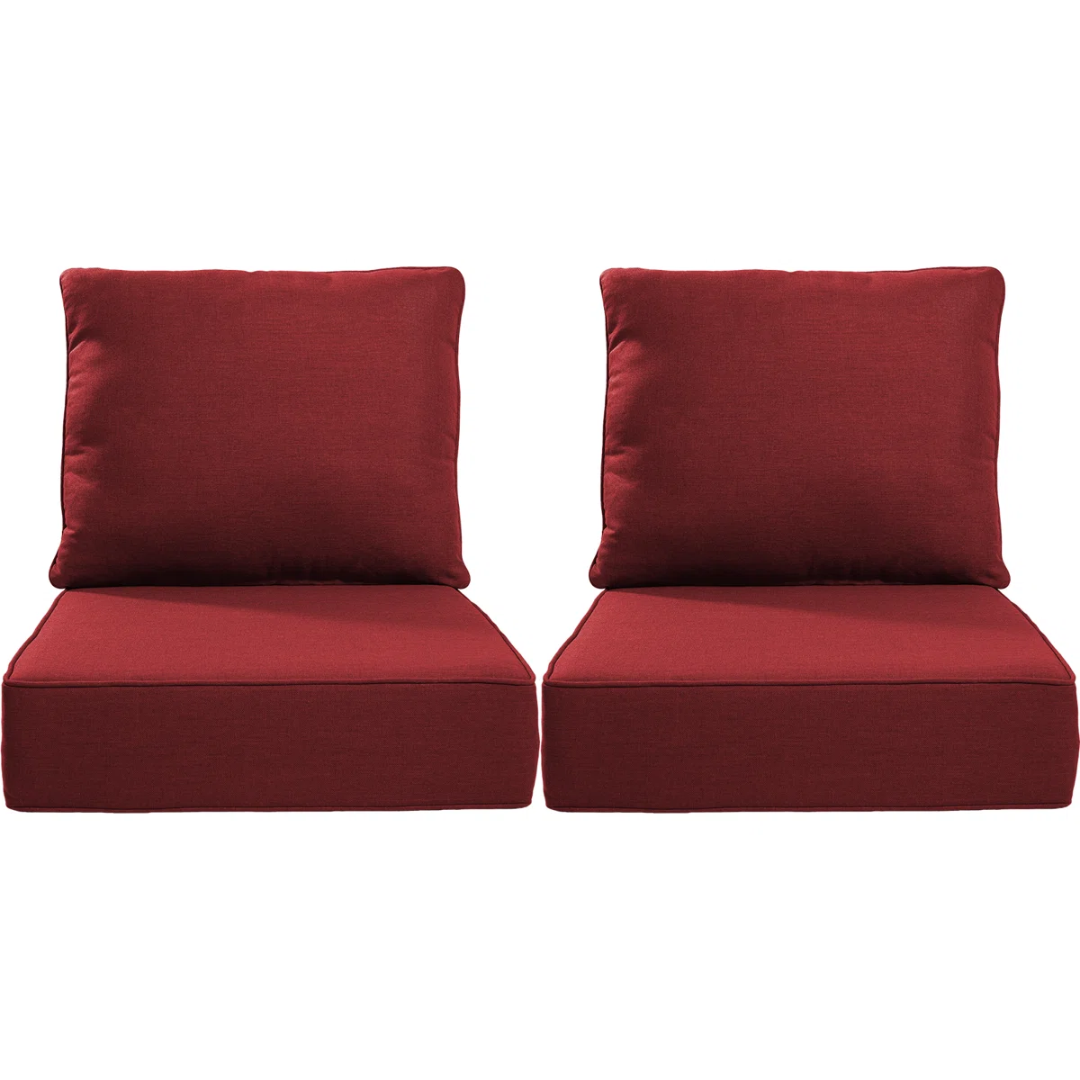 Deb 2-Piece Outdoor Cushion Set – Plush 6" Thick Red Seat & Back Cushions (24" x 24")