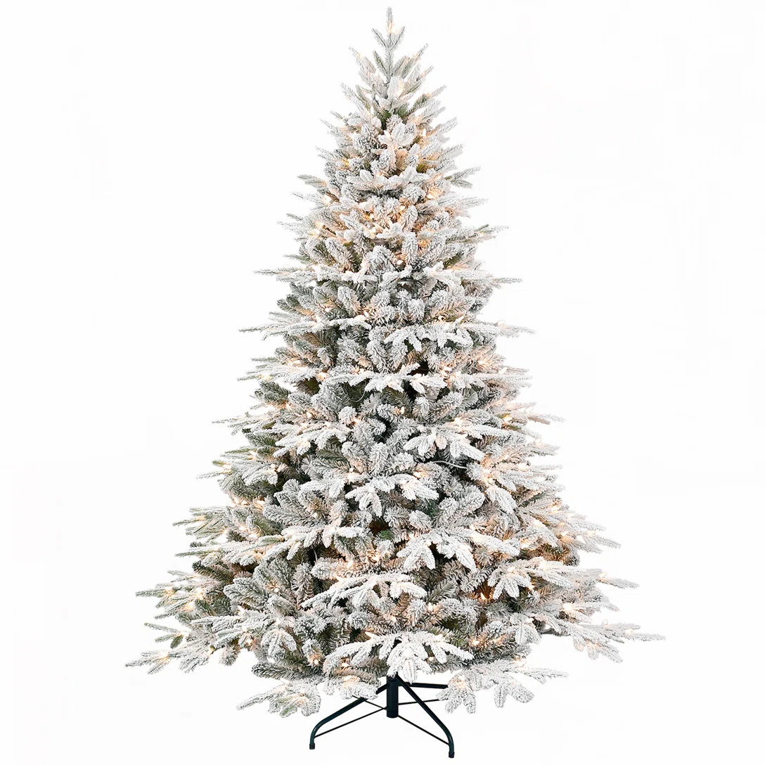 7.5ft Pre-Lit Flocked Artificial Christmas Tree