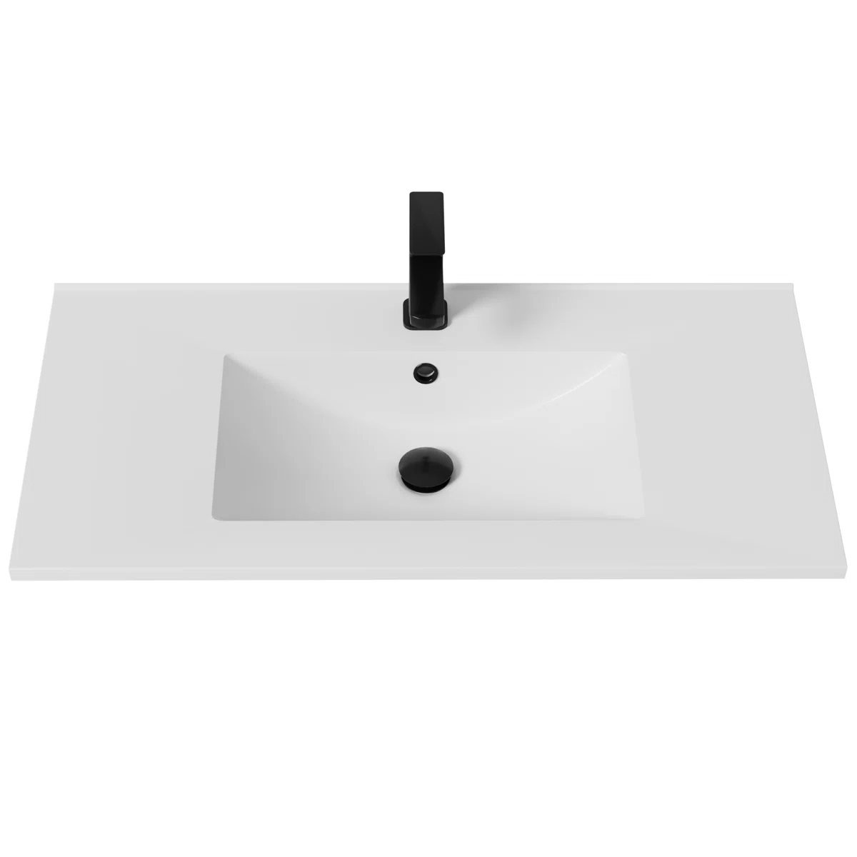 ECLIFE 36" Rectangular Undermount Bathroom Sink – Single Hole Faucet with Overflow