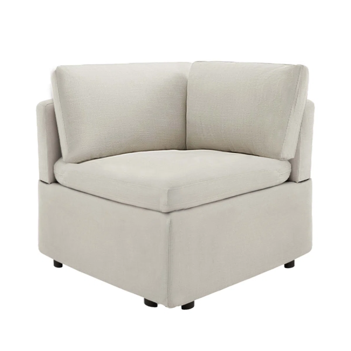 Joss & Main Lana Upholstered Armless Chair – Beige Linen Corner Wedge with Cushioned Back