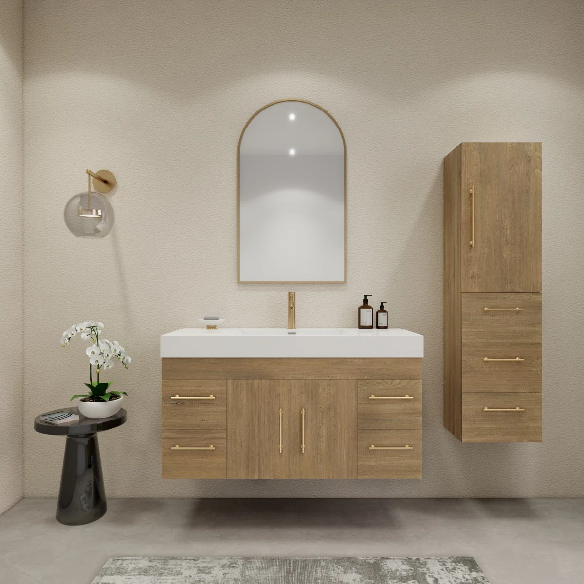 Elsa 48" Wall-Mounted Single Bathroom Vanity Set with Drawers & Doors – Modern Floating Vanity with Soft-Close Hardware and Integrated Sink