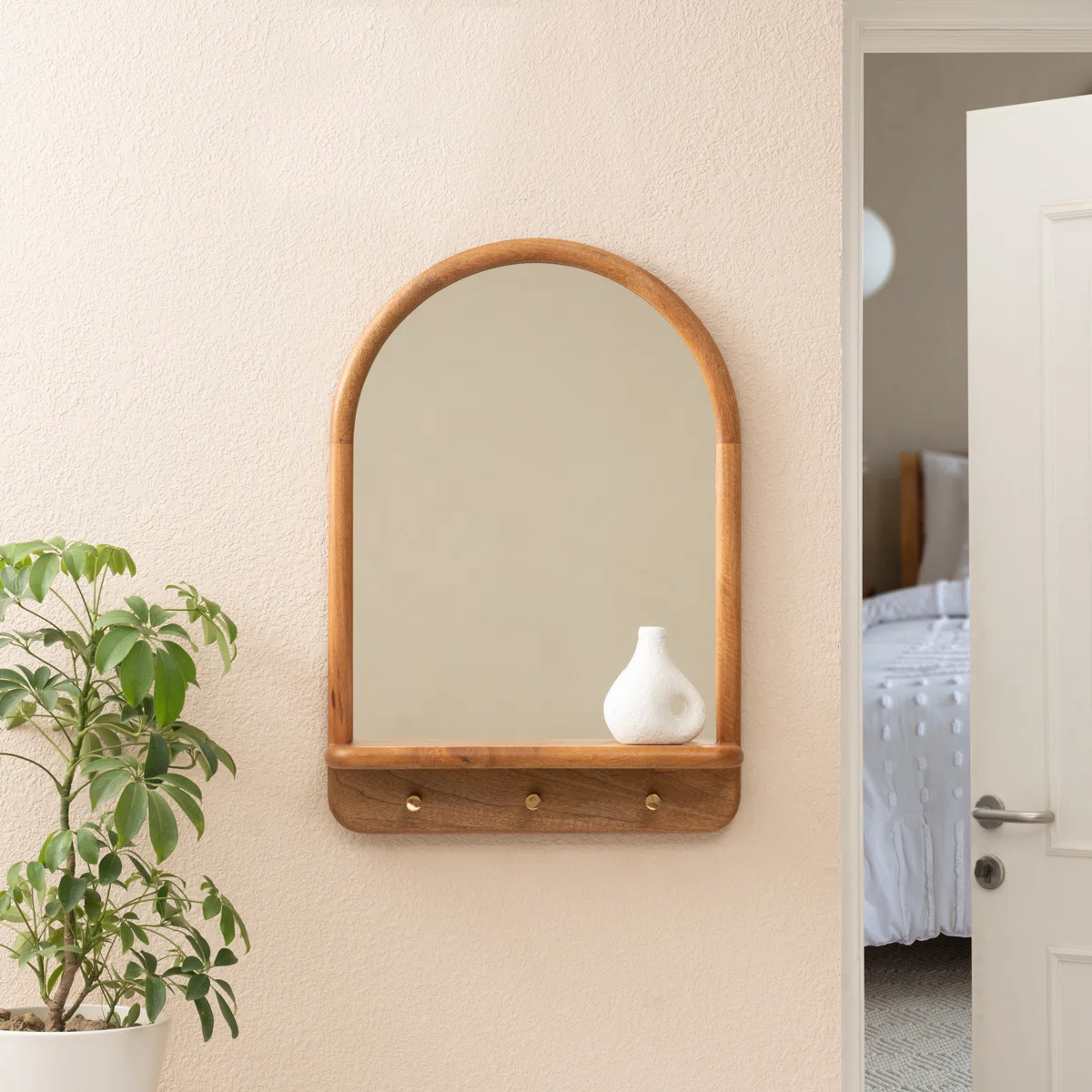 Erving Solid Wood Accent Wall Mirror Mid Tone Honey