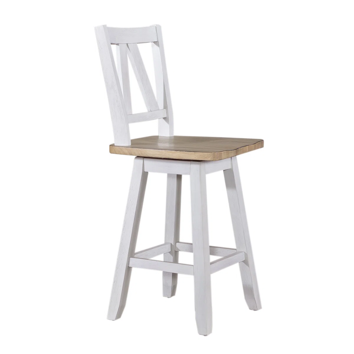 Greyleigh™ Keswick 24” White Swivel Counter Stool – Classic Upholstered Bar Stool for Kitchen Islands and Dining Spaces