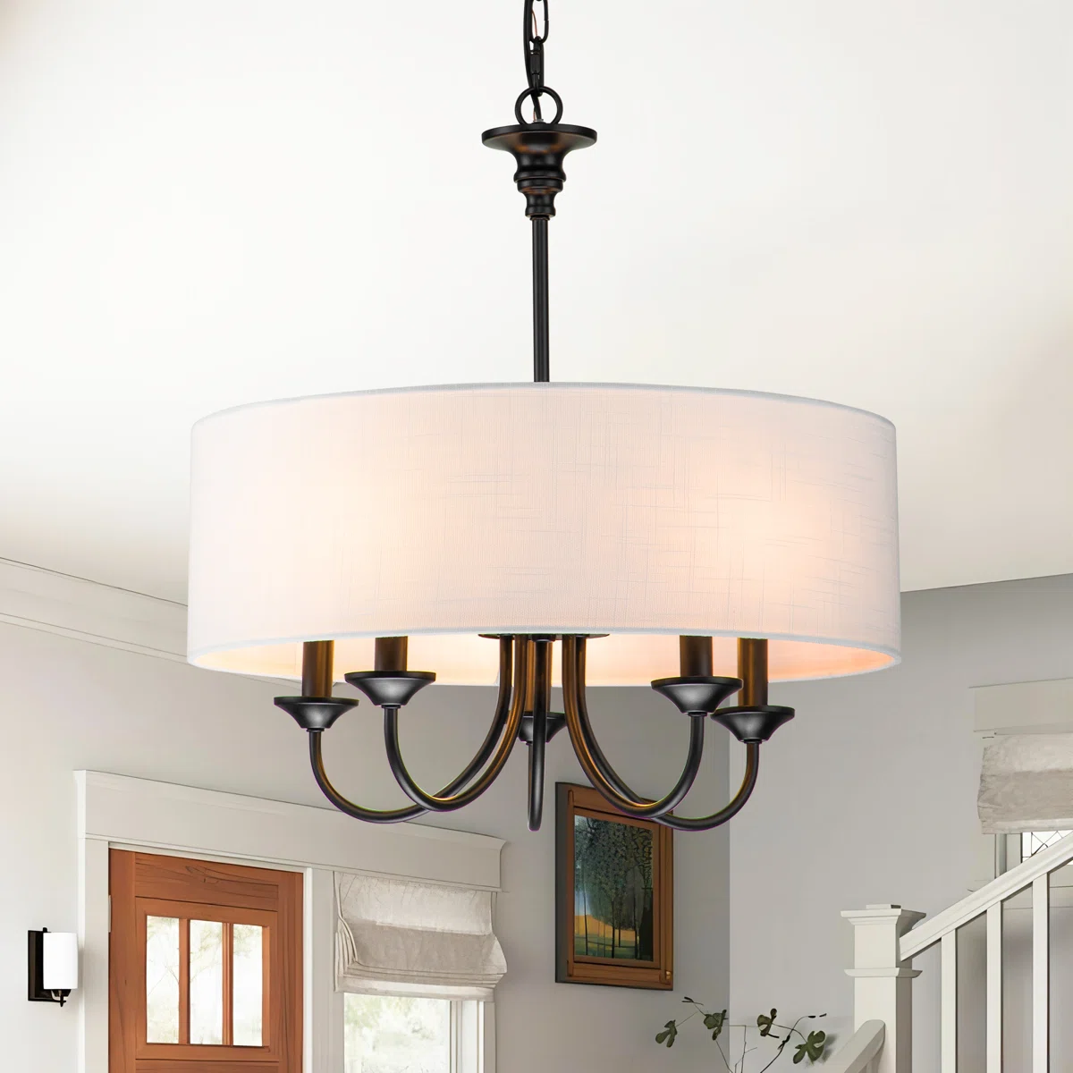 Red Barrel Studio® 5-Light Black Drum Chandelier – Unique Modern Ceiling Fixture