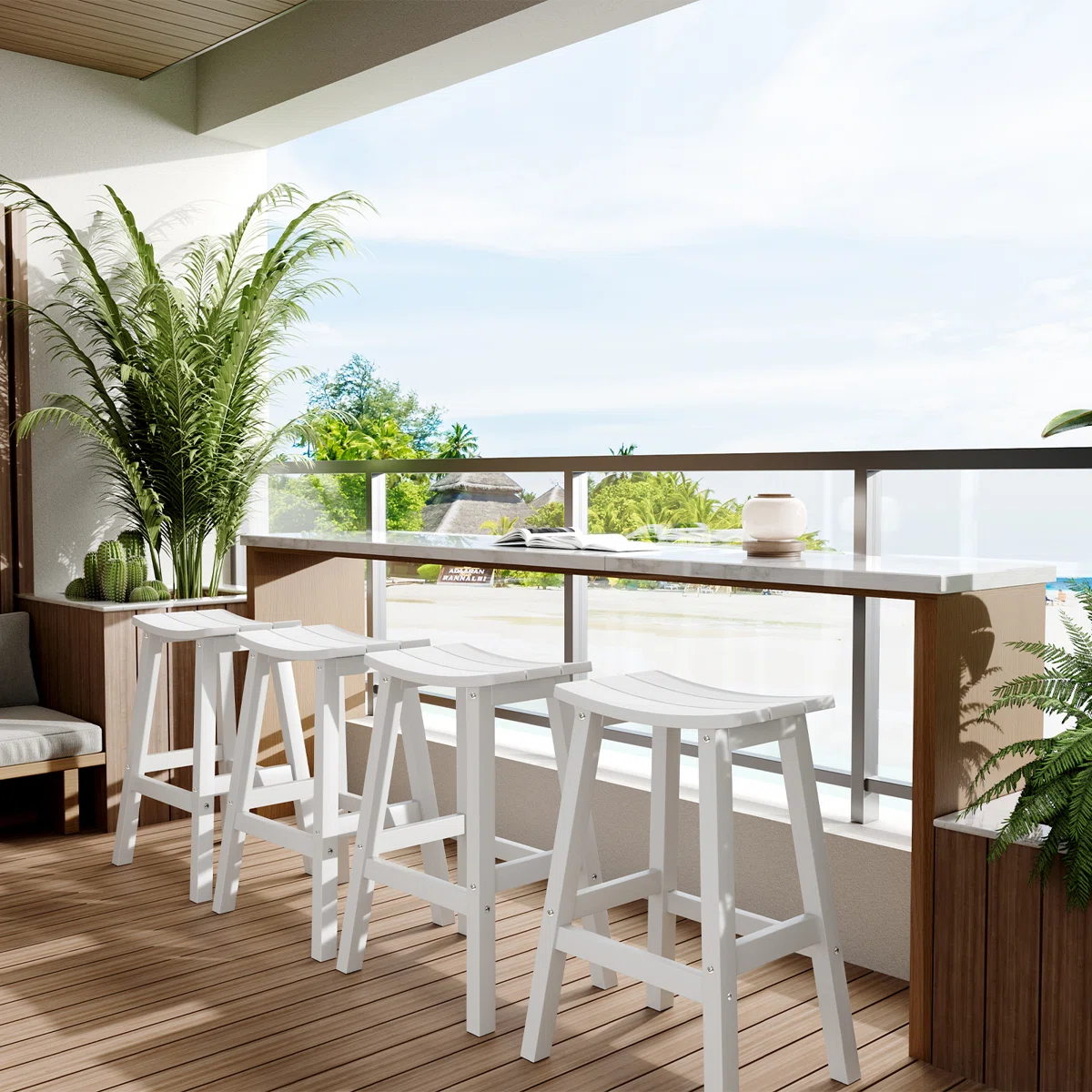 Bar Stools Set of 2 – All-Weather Outdoor Counter Stools, 400 lbs Weight Capacity, Fade & Crack Resistant, Easy to Clean for Bar, Kitchen, and Patio