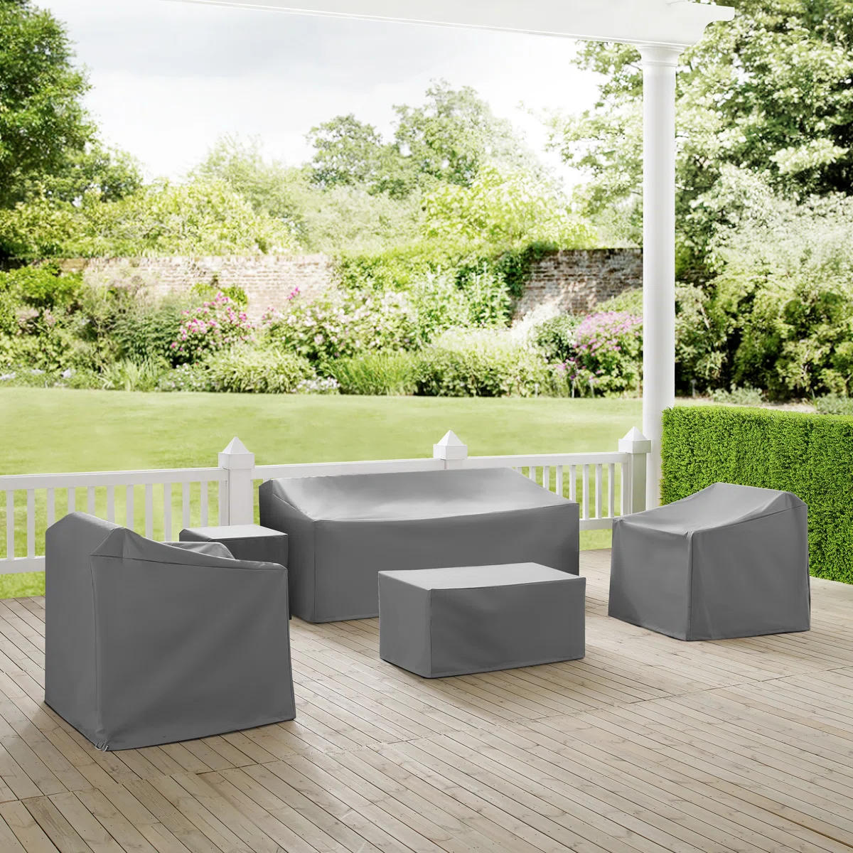 5-Piece Patio Furniture Cover Set in Gray – All-Weather Protection
