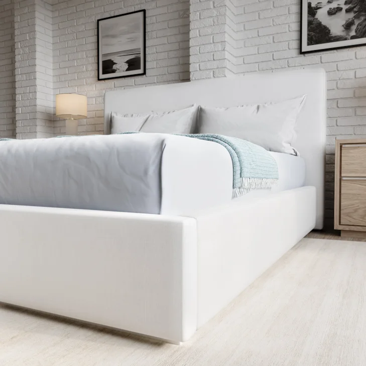 One Upholstered Footboard Storage Bed In Pearl