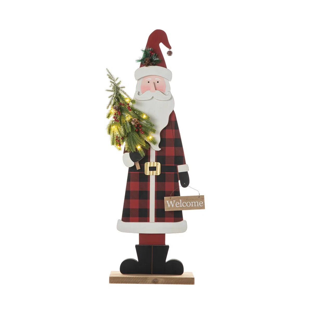 Lindia Lighted Wooden Christmas Santa Porch Decor