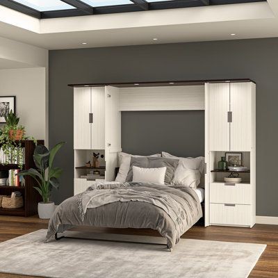 Wade Logan® Balleza Murphy Bed with Desk & 2 Storage Cabinets