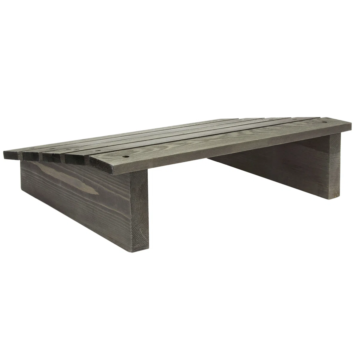 Wood Ergonomic Footrest Tilted Foot Stool – 15" Under Desk Office Footrest, Vintage Gray Wood, Adjustable Angle