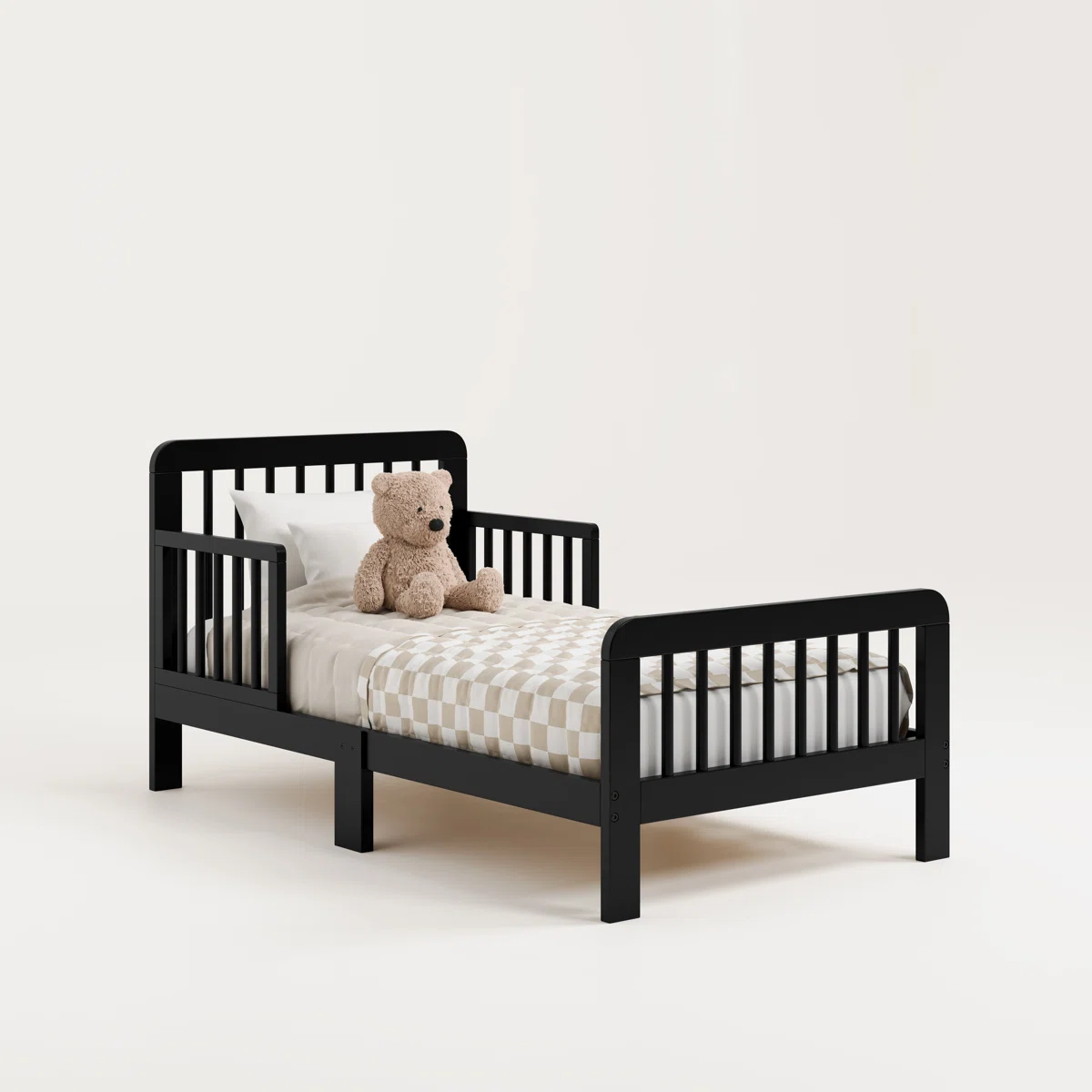 Pasadena Toddler Bed with Guardrails – Pine Wood, JPMA Certified, Safe Transition