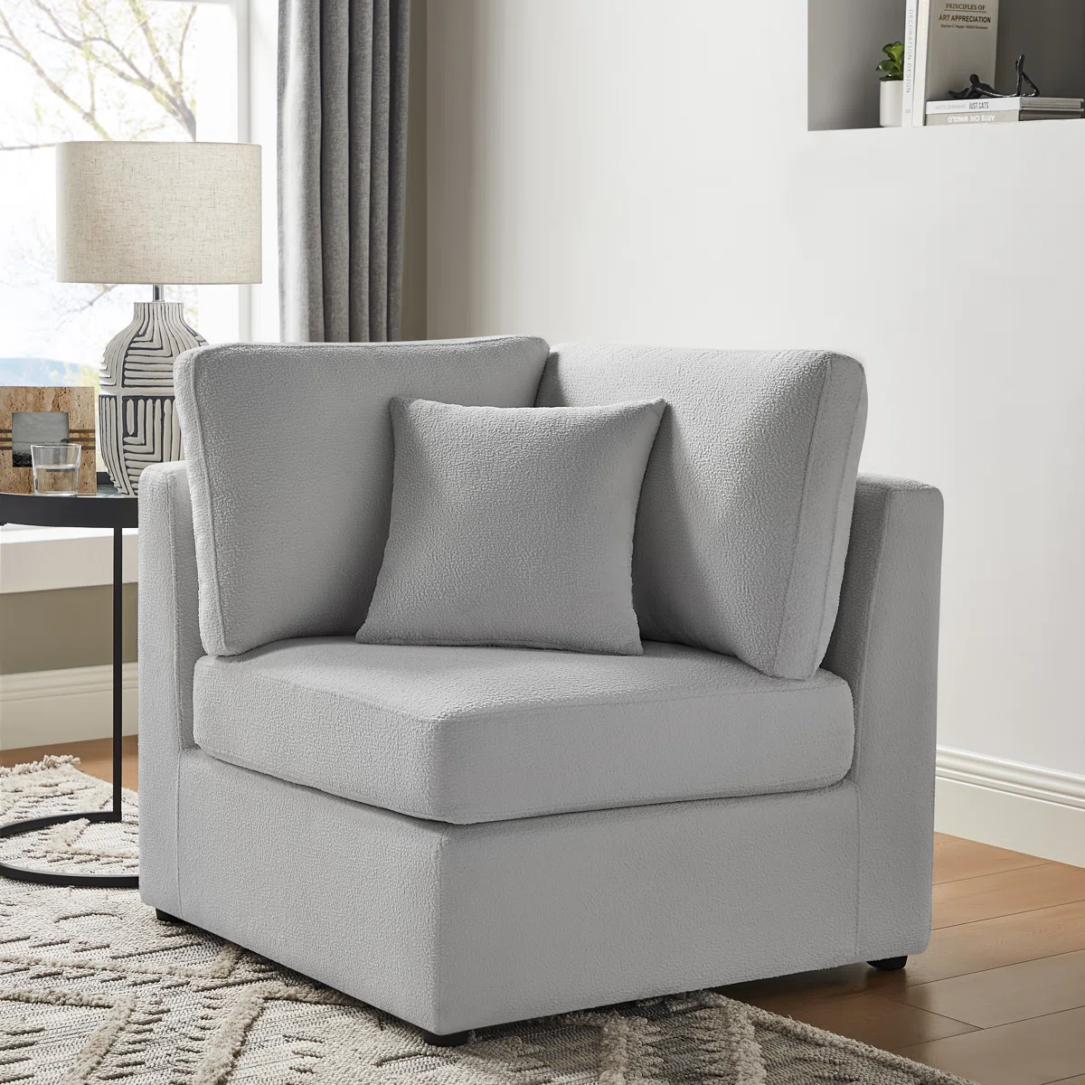 Mchargue Corner Wedge Accent Chair – Modern Upholstered Corner Chair with Coil Spring Seating & Performance Fabric