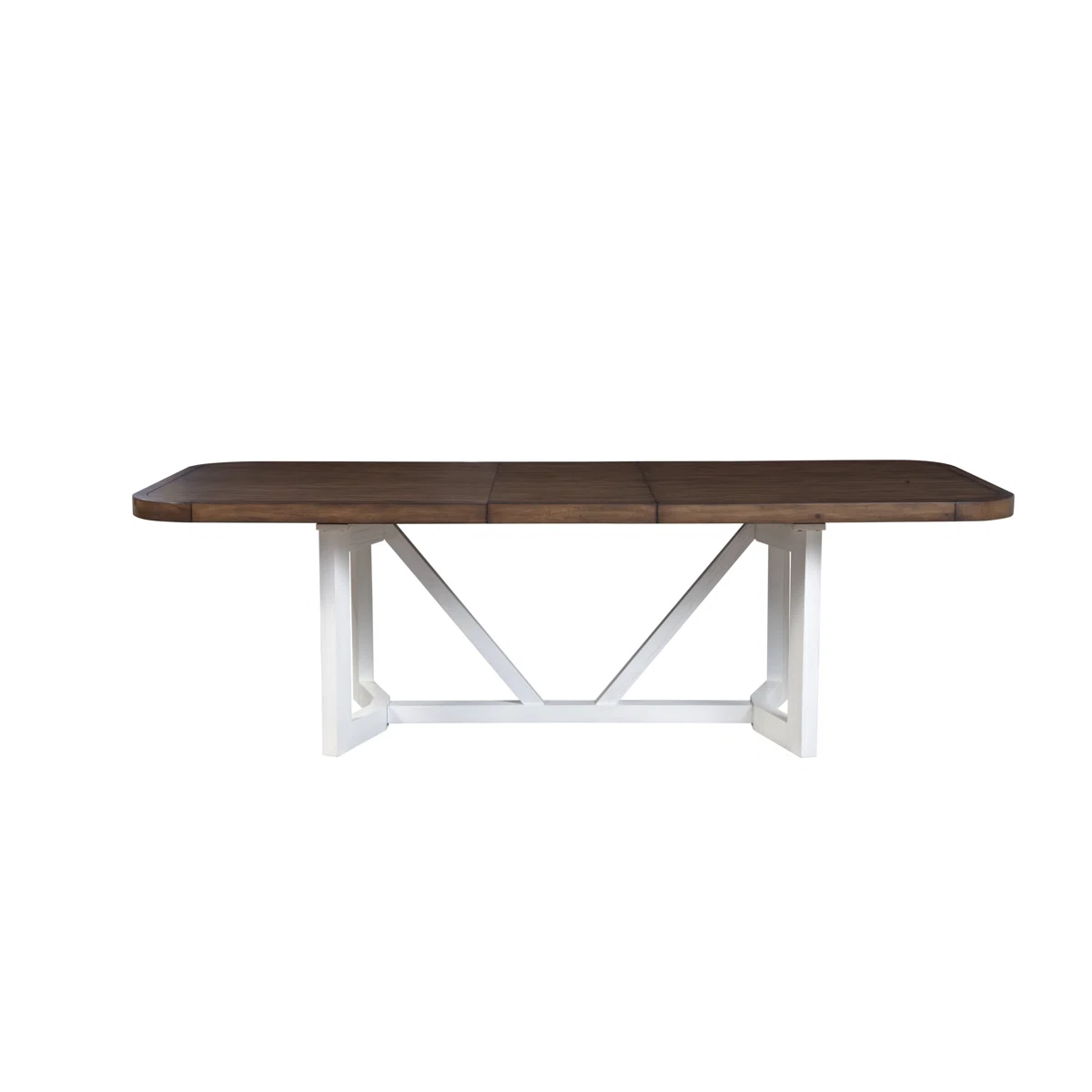 Nessa Two-Tone Extendable Farmhouse Dining Table with Leaf – Rustic Brown Top & White Base
