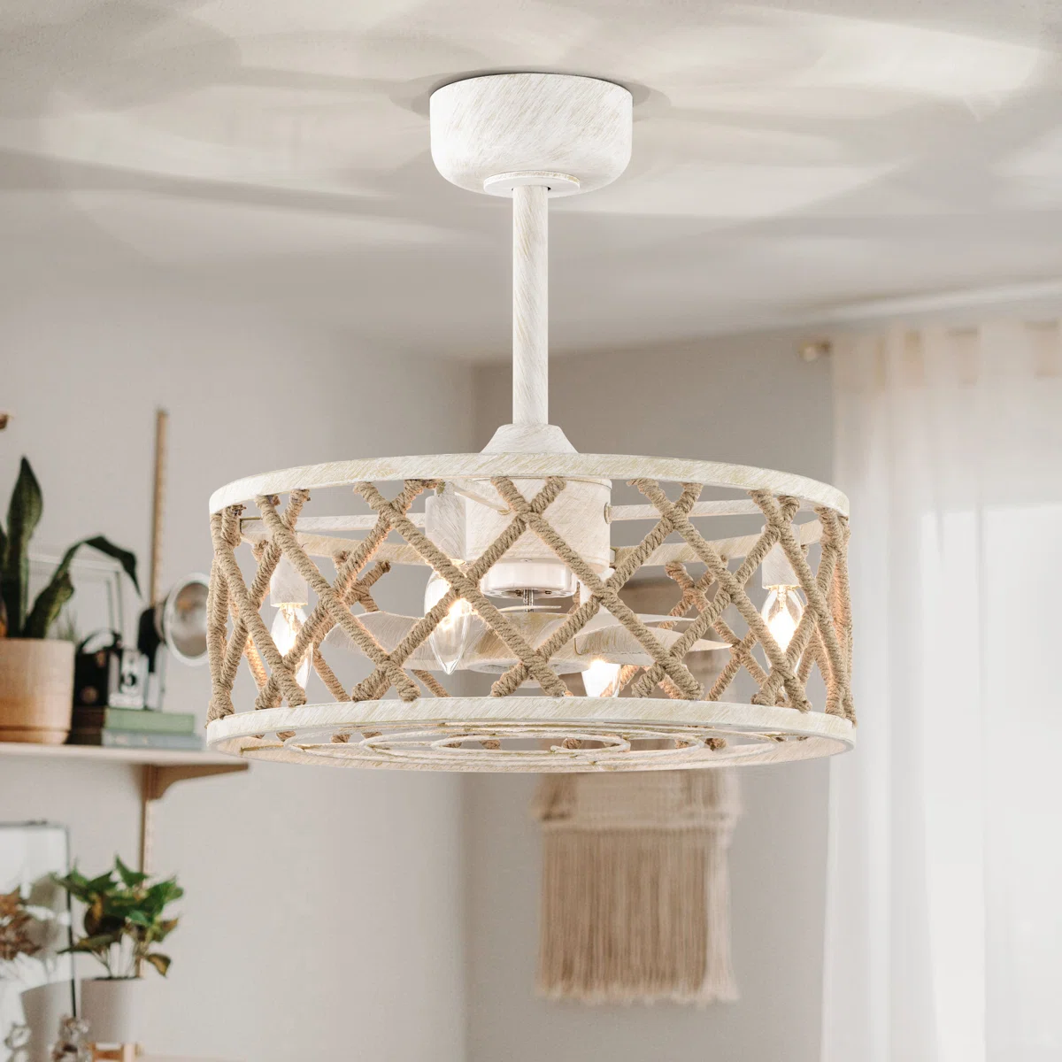 Bahena Small-Space Ceiling Fan with Light Kit – 18.5" Antique White