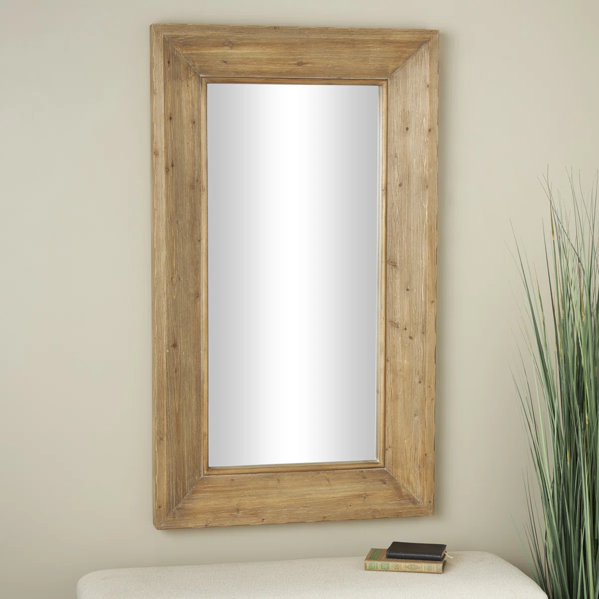 Crocifisso Brown Floor Mirror with Natural Wood Grains – Full-Length Rectangle Mirror for Bedroom & Living Room
