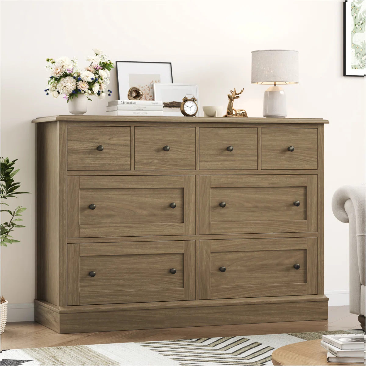 8-Drawer Dresser, Brown – Bedroom Storage Chest with Spacious Drawers