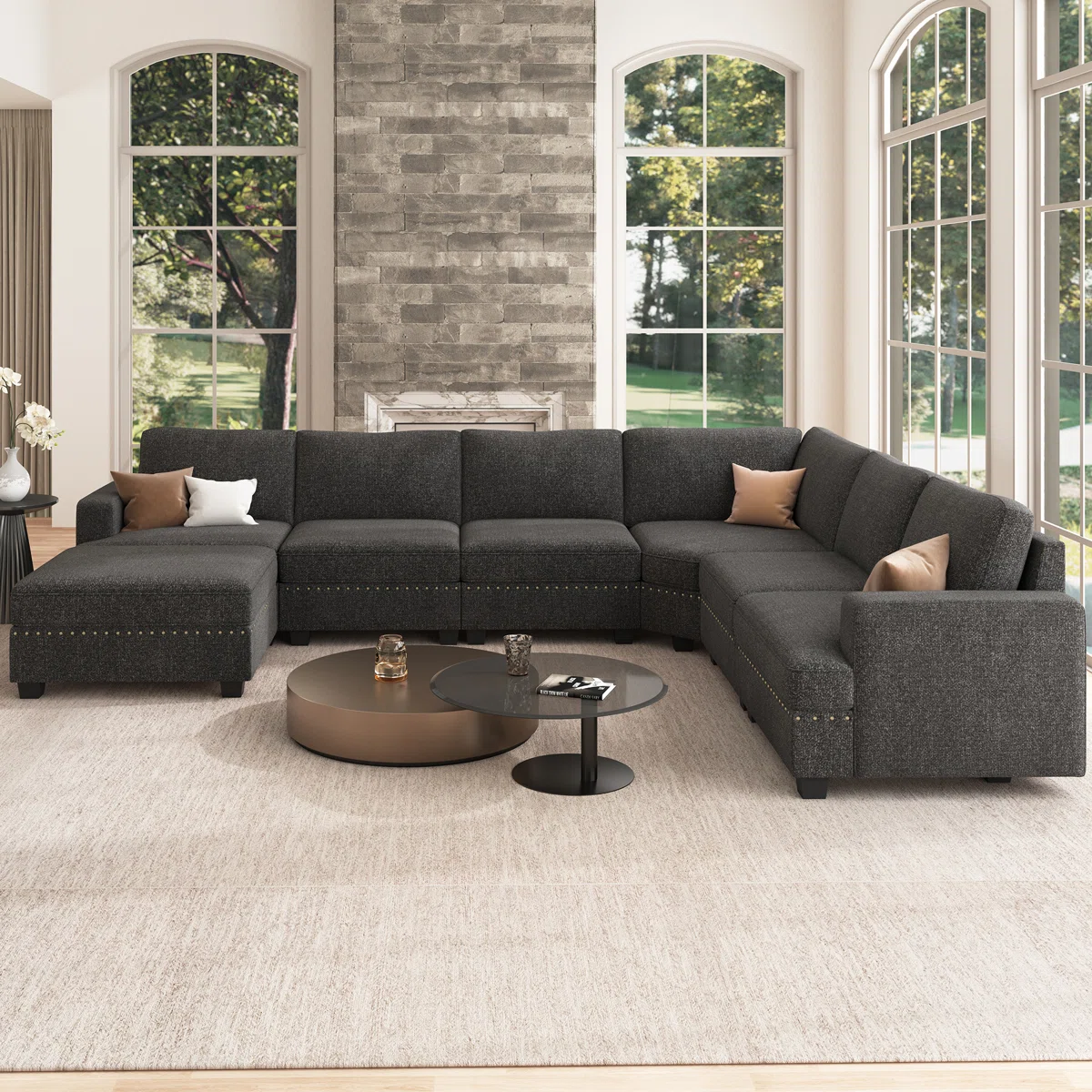 Anureet Modular U-Shaped Sectional Sofa with Storage Ottoman & Middle Seat Frame