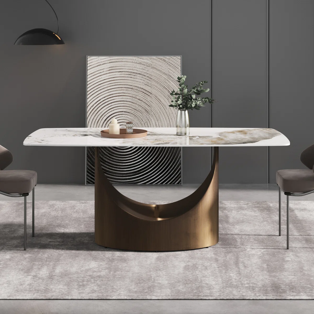 Aliyas Modern Stone Pedestal Dining Table – 63" & 70.87" Sizes