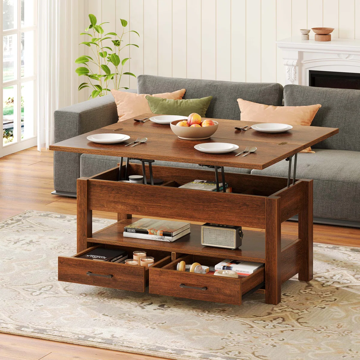 Grijalva Lift-Top Coffee Table with Hidden Storage – Modern Multifunctional Coffee Table for Living Room, Black, Espresso, Gray & Rustic Brown