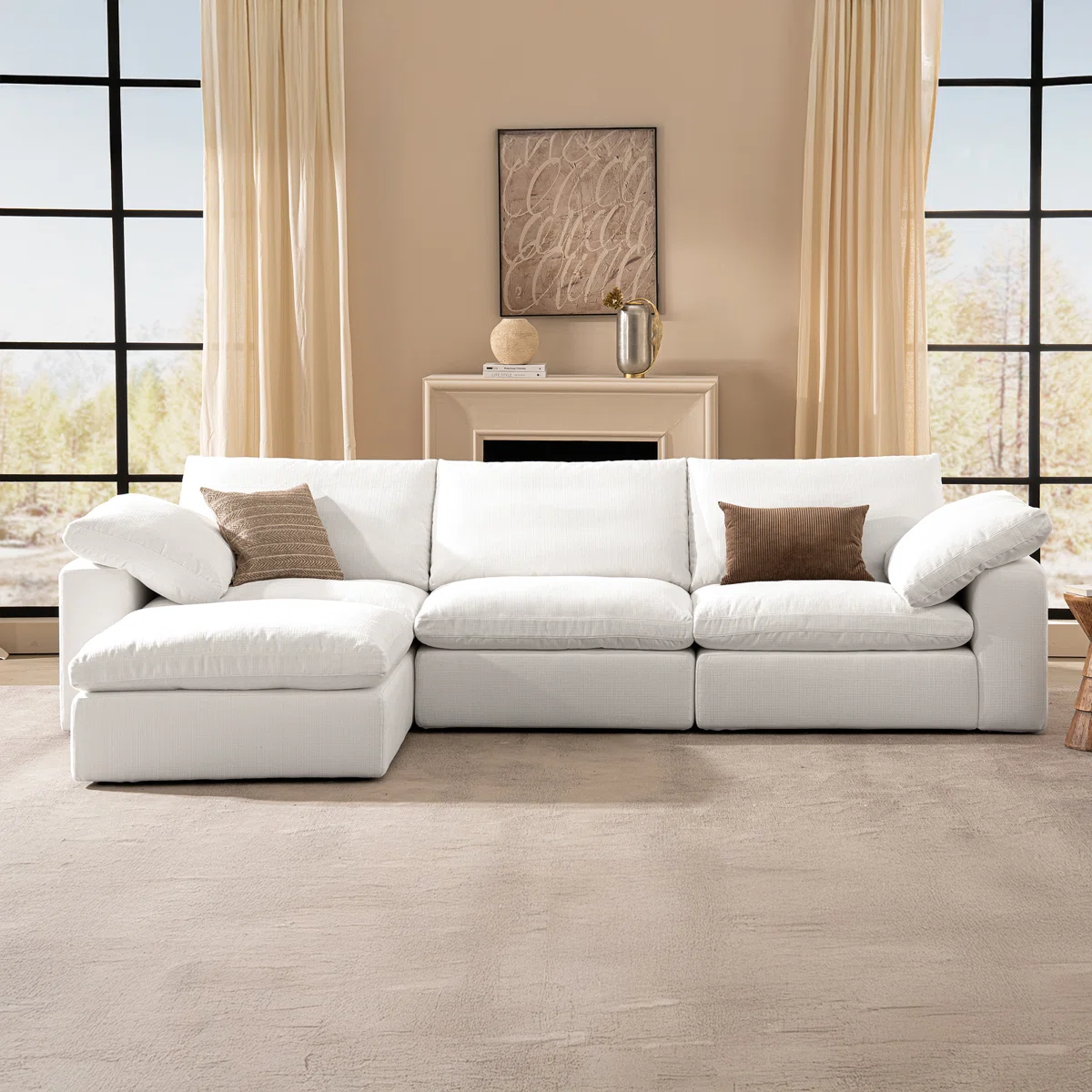 110.2" Cloud Couch,Oversized Modular Comfy Sofa for Living Room, L Shaped Sectional Couches,Deep 3-Seat with Ottoman