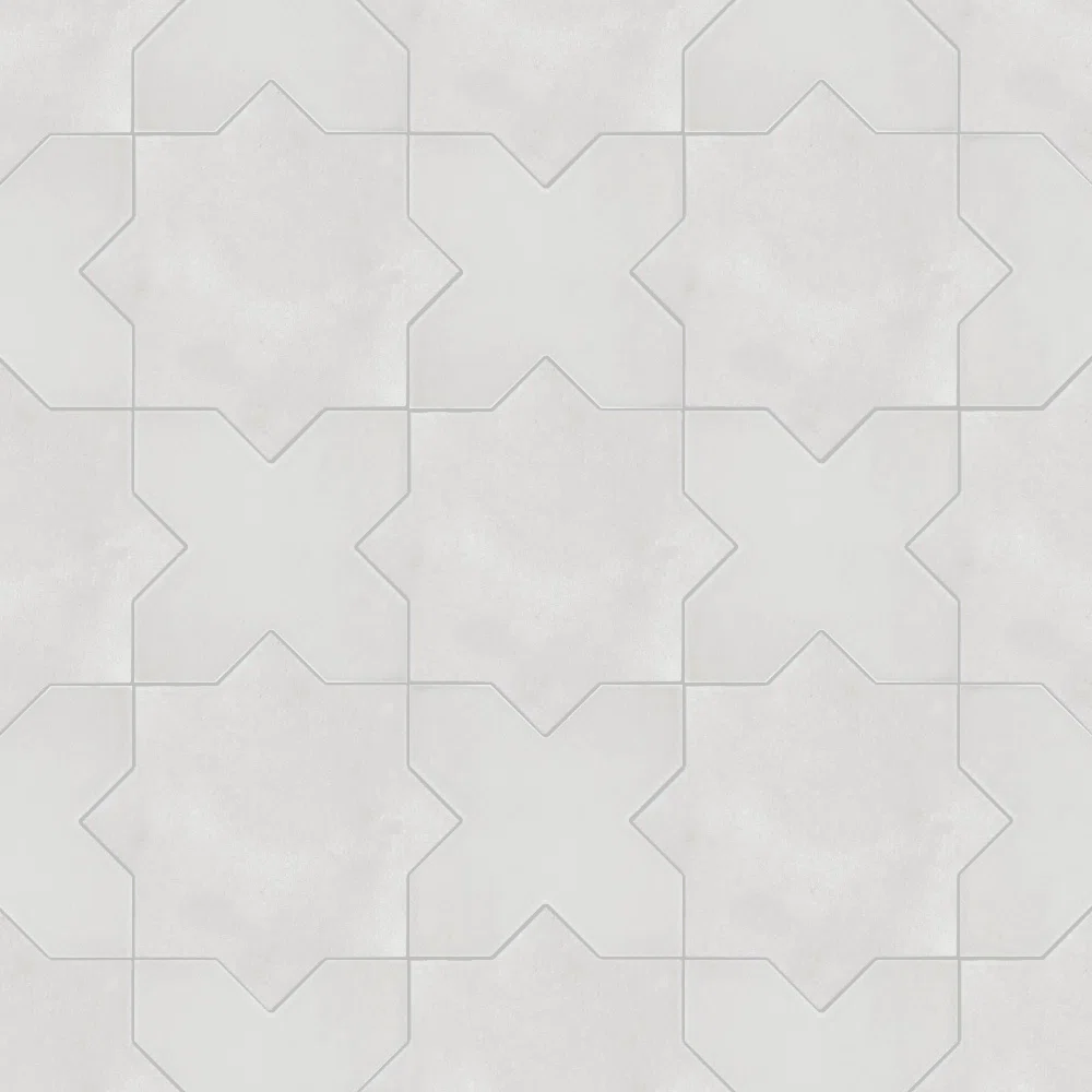 Star And Cross Porcelain Pattern Tile – 7"x7" Gray Irregular Floor & Wall Tile Spanish/Moroccan Matte Design Waterproof Slip-Resistant