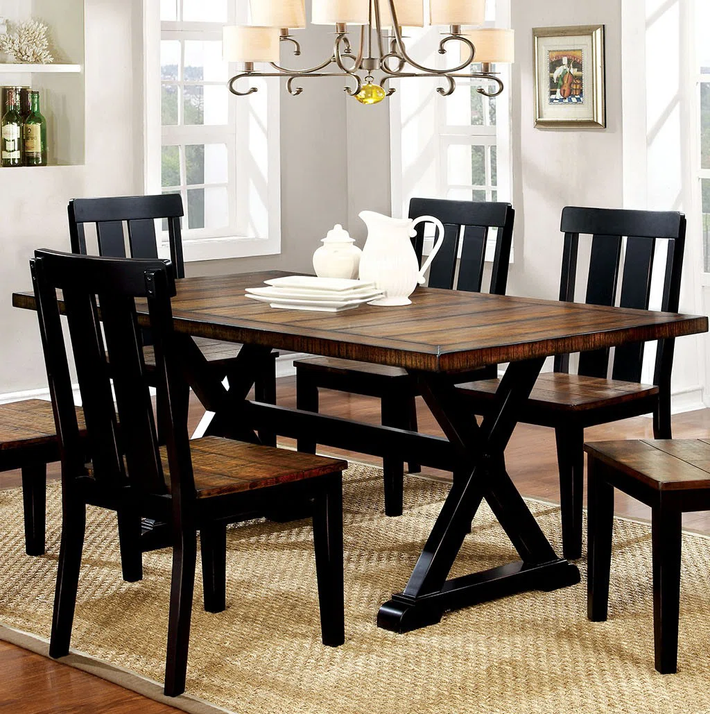 Double Pedestal Dining Table Base – Rectangular, Solid + Manufactured Wood, 6-Seater