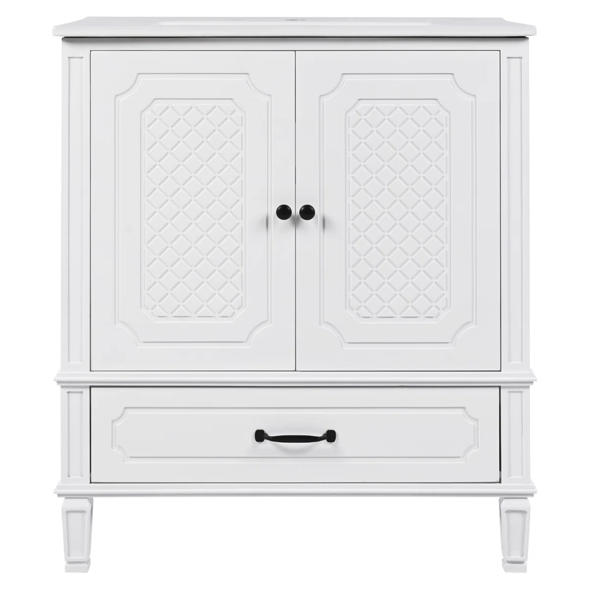 Winston Porter 30" White Vintage Style Bathroom Vanity with Ceramic Sink – Single Vanity