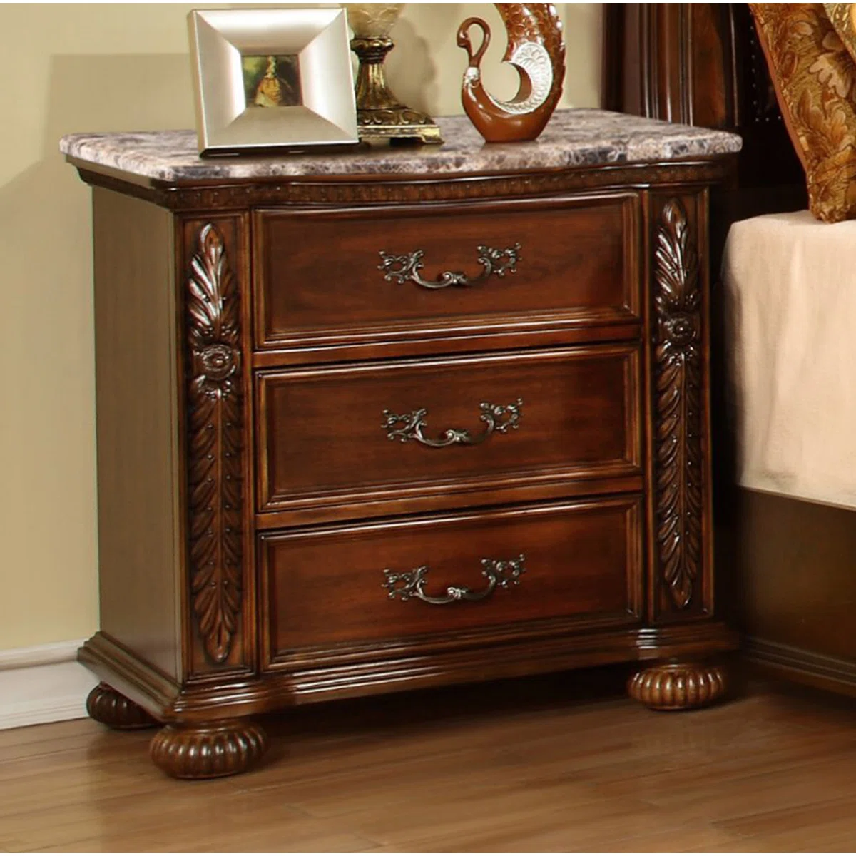 Amajae 28.5'' W Drawer Solid Wood Nightstand in Cherry