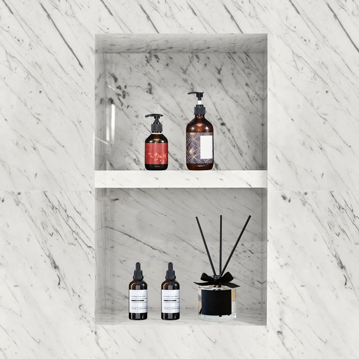 Shower Niche Ready for Tile 16 x 24 Double Shelf Organizer Black