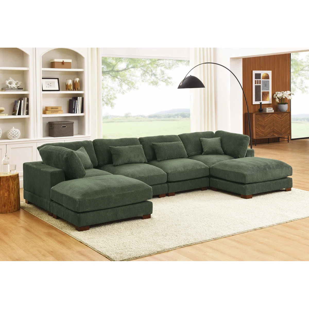 Wade Logan® Andreco 144" Reversible Modular Corner Sectional Sofa with Ottoman
