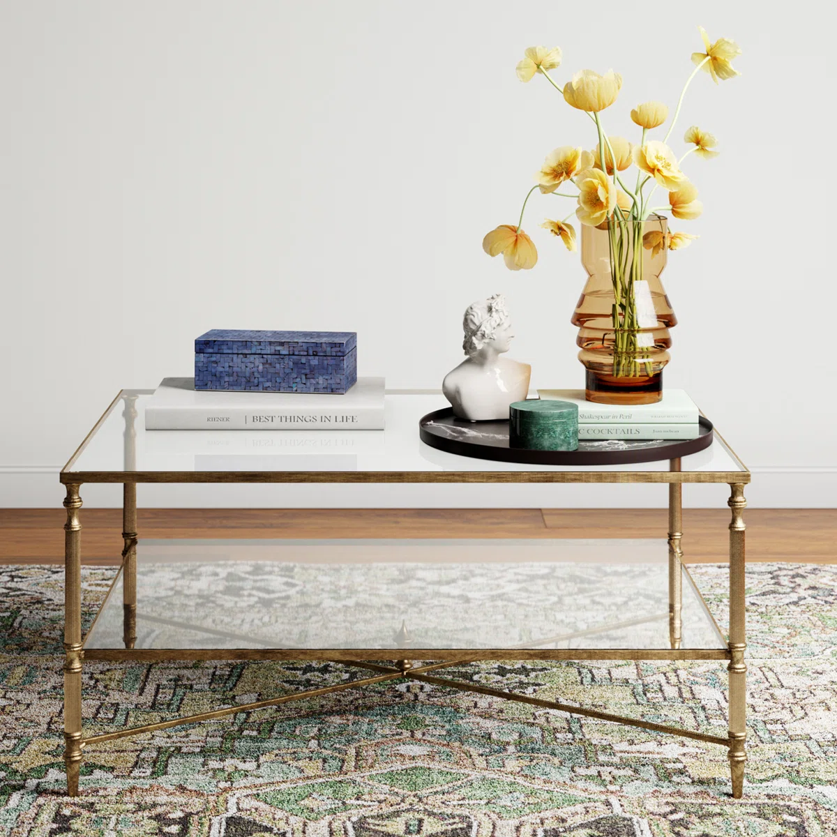 Allenhurst Rustic Wood Coffee Table with Lower Shelf