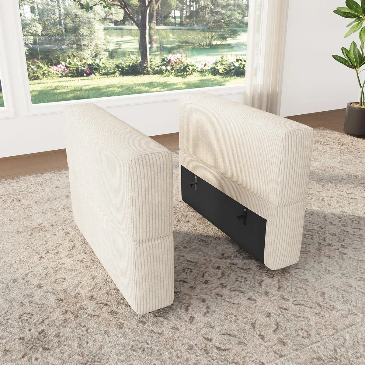 Modular Armrest/Backrest Module – Beige Corduroy Arm & Back Section