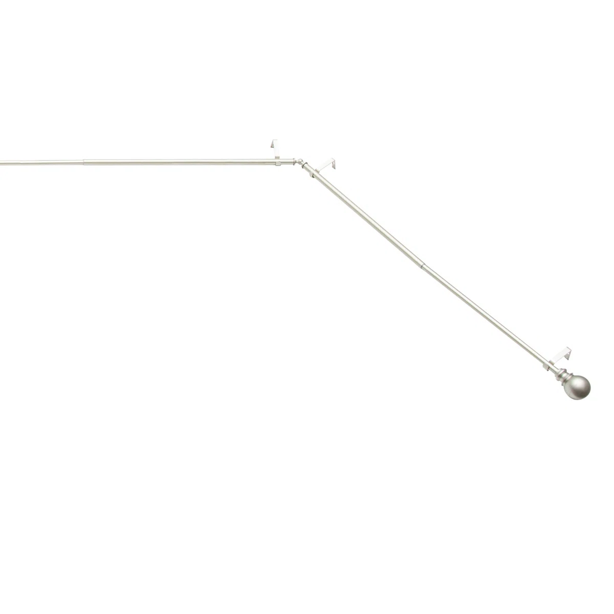 Ball End Bay Window Curtain Rod, 78-144" Adjustable Length: 22-37" Sides, 28-72" Center, Steel